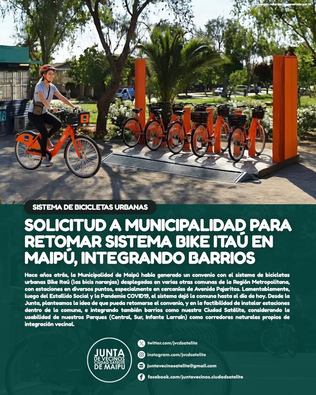 Solicitud a la Municipalidad para retomar sistema de bicicletas urbanas en Maipú