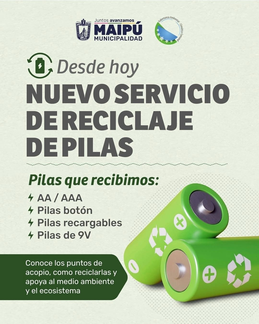 Nuevo servicio de reciclaje de pilas