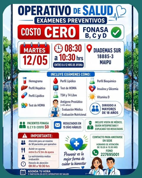 Operativo de salud para exámenes preventivos