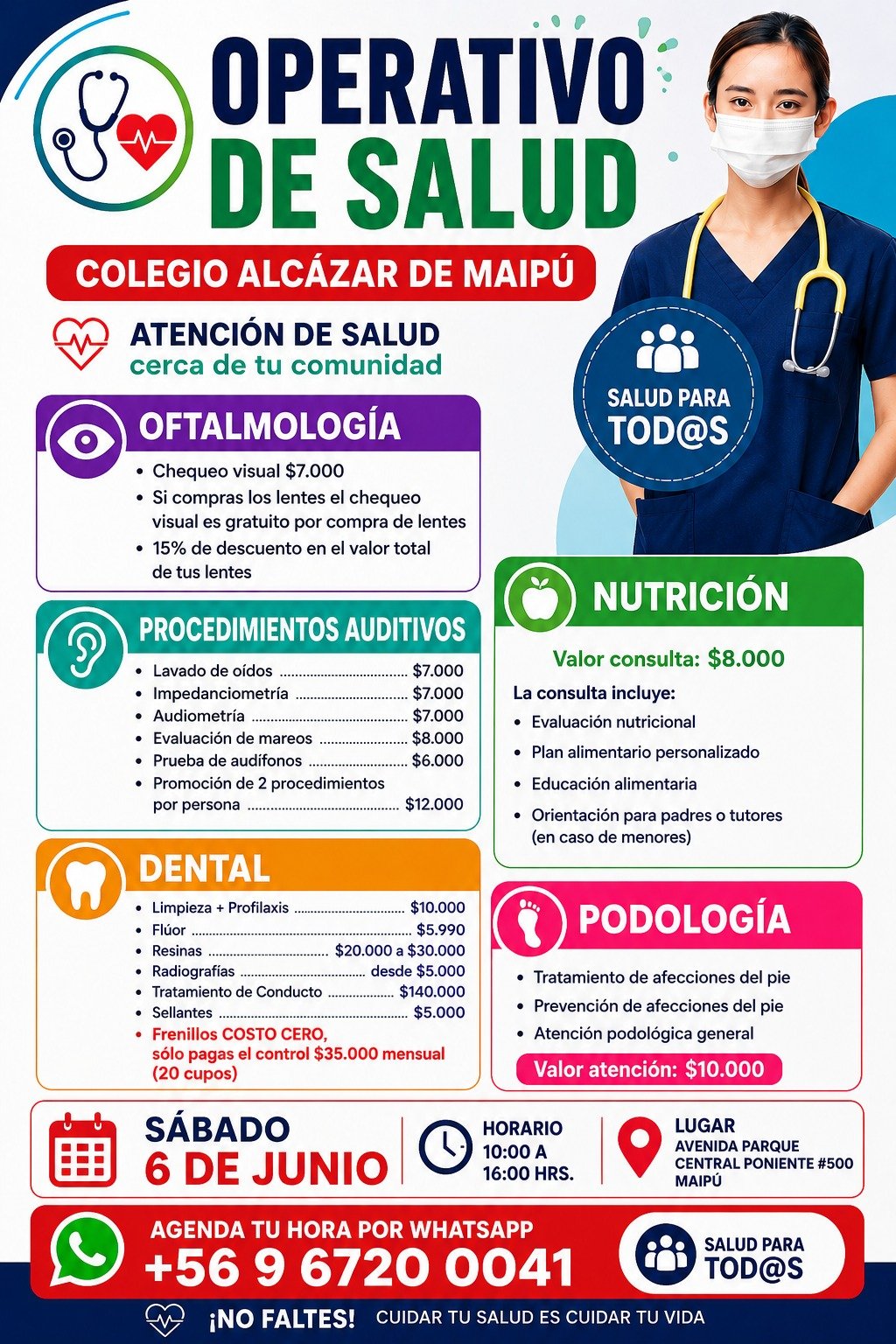 Operativo de Salud en Colegio Alcázar